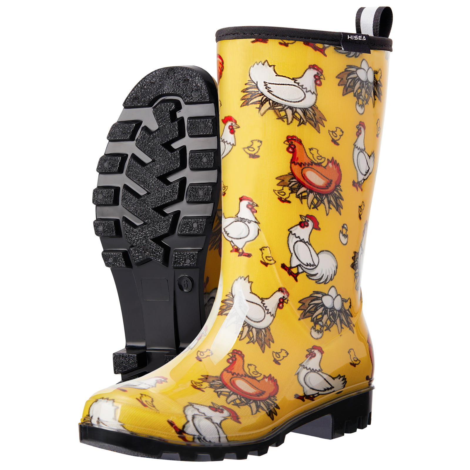 HISEA Women's Rain Boots Waterproof Rubber Rain Shoes for Ladies Mid Calf Garden Boots with Comfort Insole