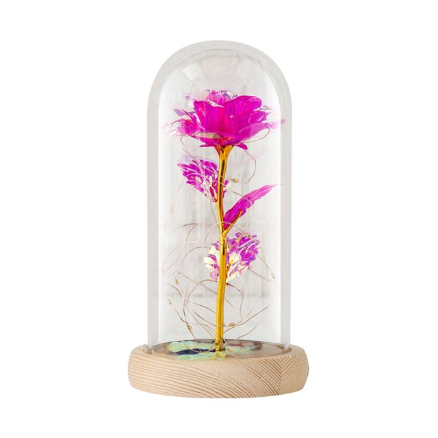 EGNMCR Room Decor, Home Decor Romantic Glass Rose Flower Wedding LED Light Decoration Valentine's Day Gift Simulated rose