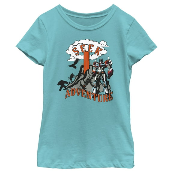 Girl's Transformers: Rise of the Beasts Optimus Prime Seek Adventure  Graphic Tee Tahiti Blue Small