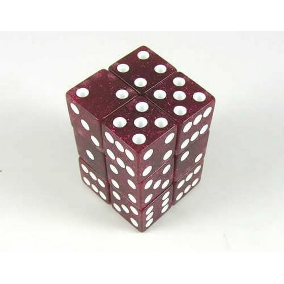 Purple Gliter Dice with White Pips D6 16mm (5/8in) Pack of 12 Koplow Games