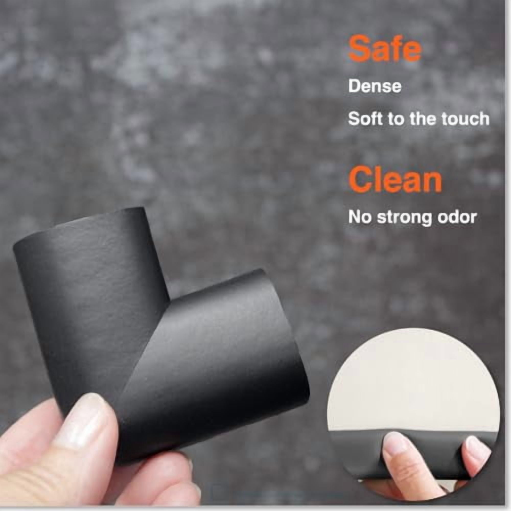 HeftyFit Edge Corner Protector Baby Proofing (Large 15ft Edge 4 Corners), Heavy-Duty, Soft NBR Rubber Foam, Furniture Fireplace Safety Bumper Guard, 3M Adhesive, Onyx Black