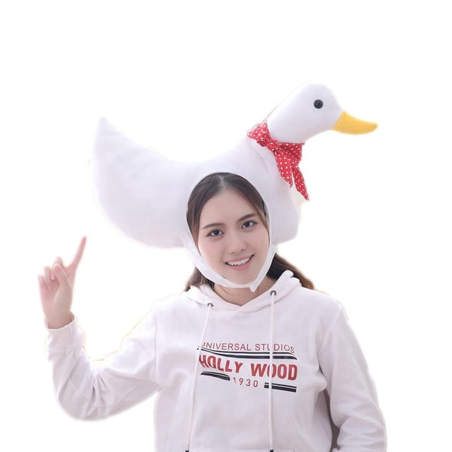 Gorra para disfraz, diseño de pato blanco, felpa, cosplay, fiesta