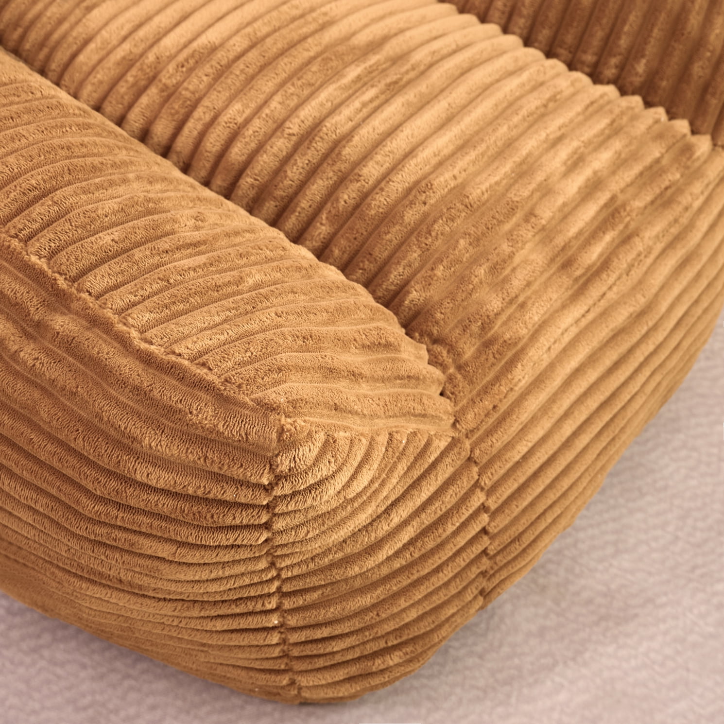 Bean Bag Chairs, Memory Foam Bean Bag Chairs for Adults, Living Room Lazy Sofa with Side Pocket for Bedroom & Dorm, Brown