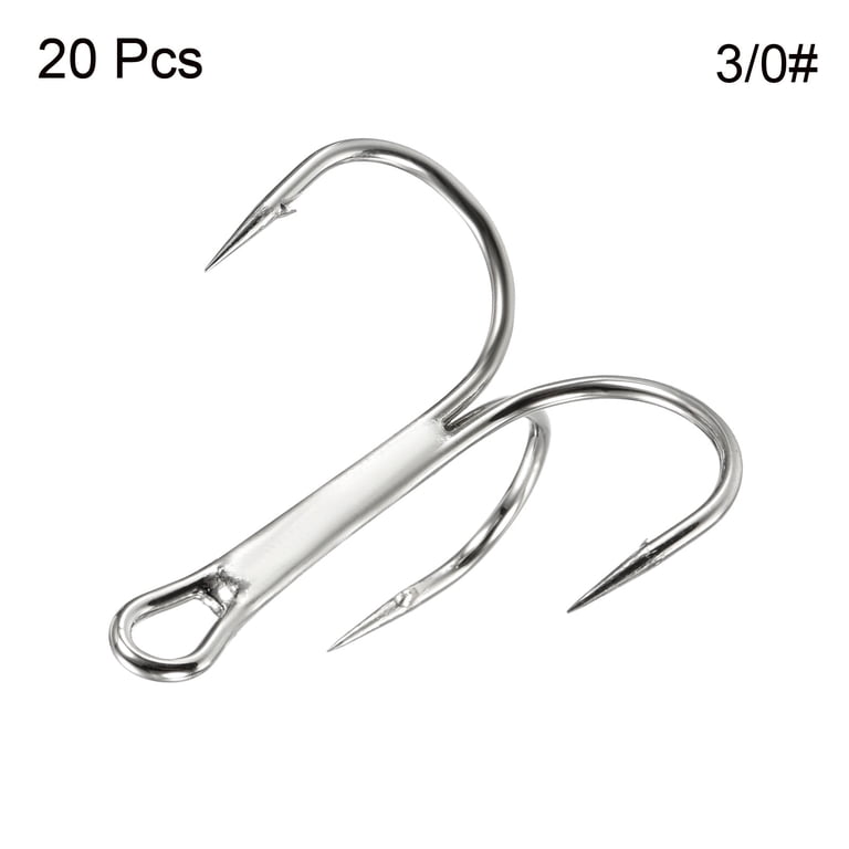 3/0#1.57 inch Treble Fish Hooks Carbon Steel Bend Hook with Barbs, White 20 Pack, Size: 40mm/1.57 3/0#1.57 inch Treble Fish Hooks Carbon Steel Bend Hook with Barbs, White 20 Pack, Size: 40mm/1.57