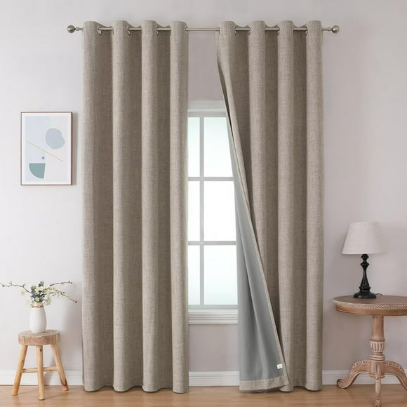 Rideaux Joydeco 2 Panneaux 265x274cm Faux Lin Occultant