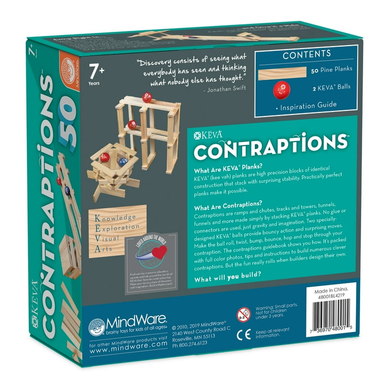 MindWare KEVA Contraptions 50 Planks - STEM Toy with Wood MindWare KEVA Contraptions 50 Planks - STEM Toy with Wood