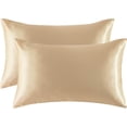 thumbnail image 1 of Funda de almohada de satén para cabello y piel, paquete de 2 - Fundas de almohada de tamaño estándar - Fundas de almohada de satén con cierre de sobre, 1 of 8