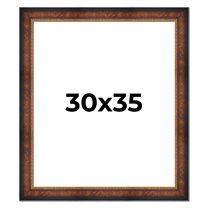 30x35 Frame Brown Walnut Gold Ornate Trim Solid Wood Plein Air Picture Frame | 3 Inch Moulding