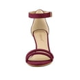 thumbnail image 6 of BLISSFUL STEP Women's Shoes Faux Suede Ankle Strap Kitten Heel Slide Straps Solid Sandals  Burgundy 7, 6 of 8