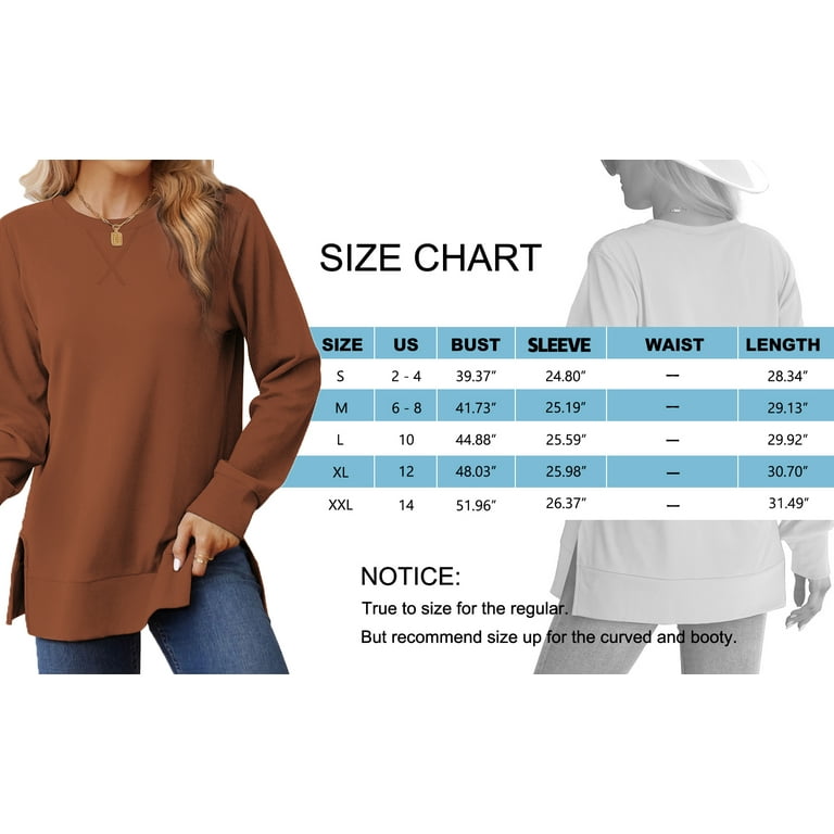 MOSHU Crewneck Sweatshirts for Women Side Split Long Sleeve MOSHU Crewneck Sweatshirts for Women Side Split Long Sleeve