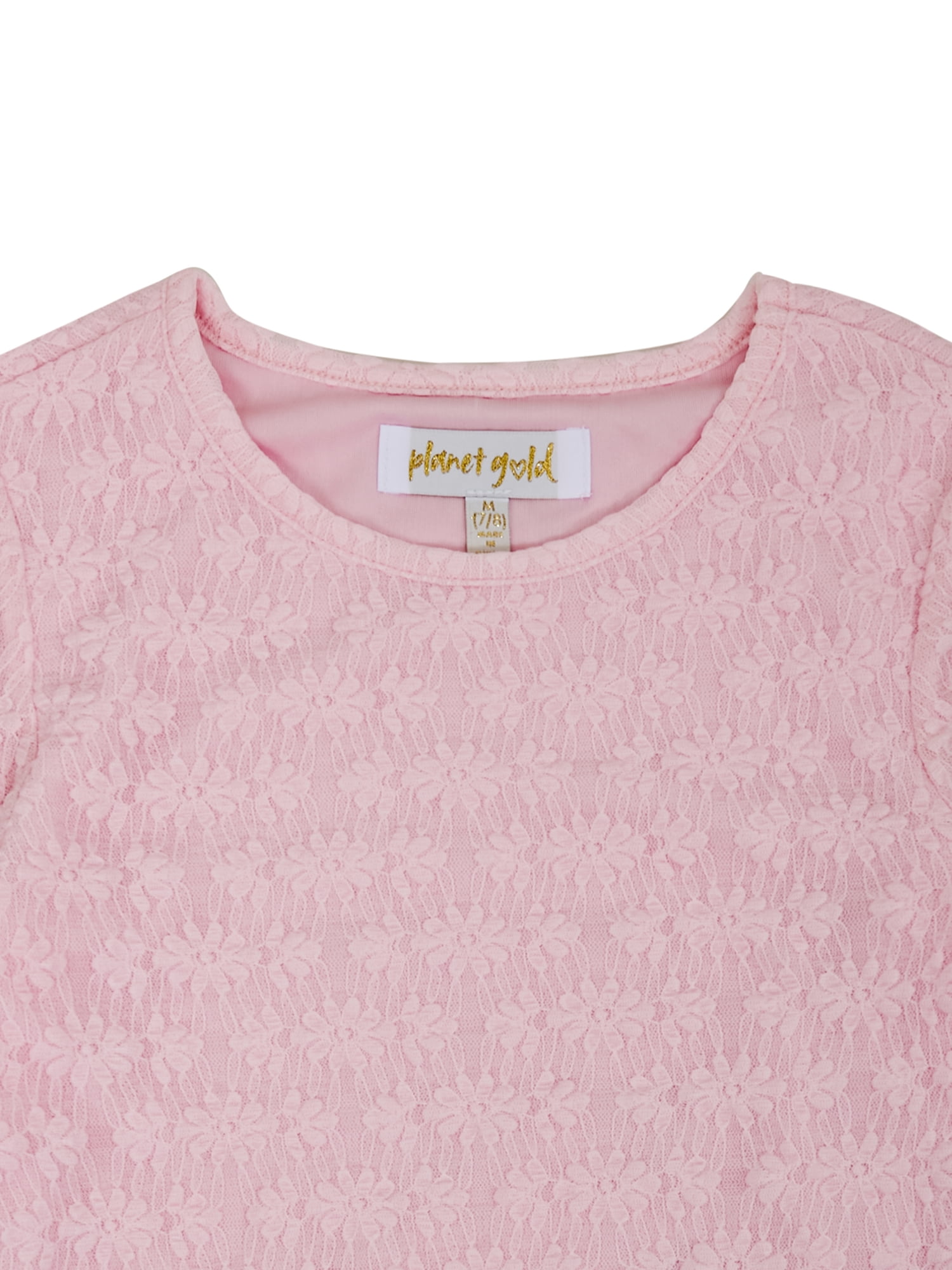 Planet Gold Girls' Long Sleeve Lace Top and Skirt, 2-Piece Set, Sizes 4-18