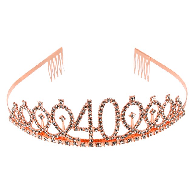 KAKOWELY Corona de cumpleaños para fiesta, tiara de diamantes de imitación, joyería para el cabello para mujeres, cumpleaños