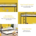 thumbnail image 4 of SYNGAR Twin over Twin Bunk Bed with Trundle, Loft Bunk Bed with Pull-out Trundle and Safe Full-length Guardrail, Metal Triple Bunk Bed can Convertible to 3 Single Platform Bed, 21 Slats Support, Black, 4 of 7