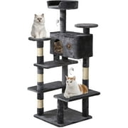 BestPet 54in Cat Tree Tower with Cat Scratching Post,Multi-Level Cat Condo Cat Tree for Indoor Cats Stand House Furniture Kittens Activity Tower with Funny Toys for Kitty Pet Play House,Light Gray