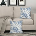 thumbnail image 3 of Blue Floral Pillow Covers 18x18 Inch Vintage Flower Blue White Decorative Throw Pillow Covers Set of 2 Chinoiserie Pillowcases Cotton Linen Square Cushion Covers For Couch Bed Sofa Chair Car Decor, 3 of 6