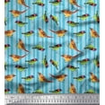 thumbnail image 1 of Soimoi Cotton Voile Fabric Stripe & Sparrow Bird Printed Fabric 1 Yard 42 Inch Wide, 1 of 1