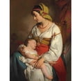 thumbnail image 2 of Friedrich von Amerling 19x24 Black Ornate Framed Double Matted Museum Art Print Titled: Italian Mother with Child (1850), 2 of 5