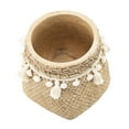 thumbnail image 3 of Set of 2 6.5x6.5x6" Brown Cement Planter with Woven Tassel Accent, 3 of 9