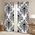 thumbnail image 2 of Homewish Goth Halloween Skull Kitchen Curtains,Victorian Damask Black Out Curtains Pack of 2 (42x63 Each),Black White, 2 of 6