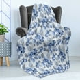 thumbnail image 4 of Shabby Flora Soft Flannel Fleece Throw Blanket, Watercolor Paintbrush Camellia Petals Perennial Romance Sprout Feminine Print, Cozy Plush for Indoor and Outdoor Use, 60" x 80", Blue, by Ambesonne, 4 of 5