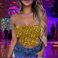 thumbnail image 5 of Byworldtasic Women's Sparkly Strapless Crop Top Glitter Sequin Tube Party Clubwear Top, 5 of 6