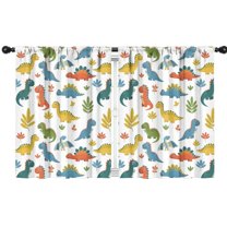 Blackout Kids Curtains,Colorful Dinosaur and Leaf Pattern Childrens Insulated Curtains Set Of 2,Bedroom Essentials,Toddler Room Decor 42"x54"