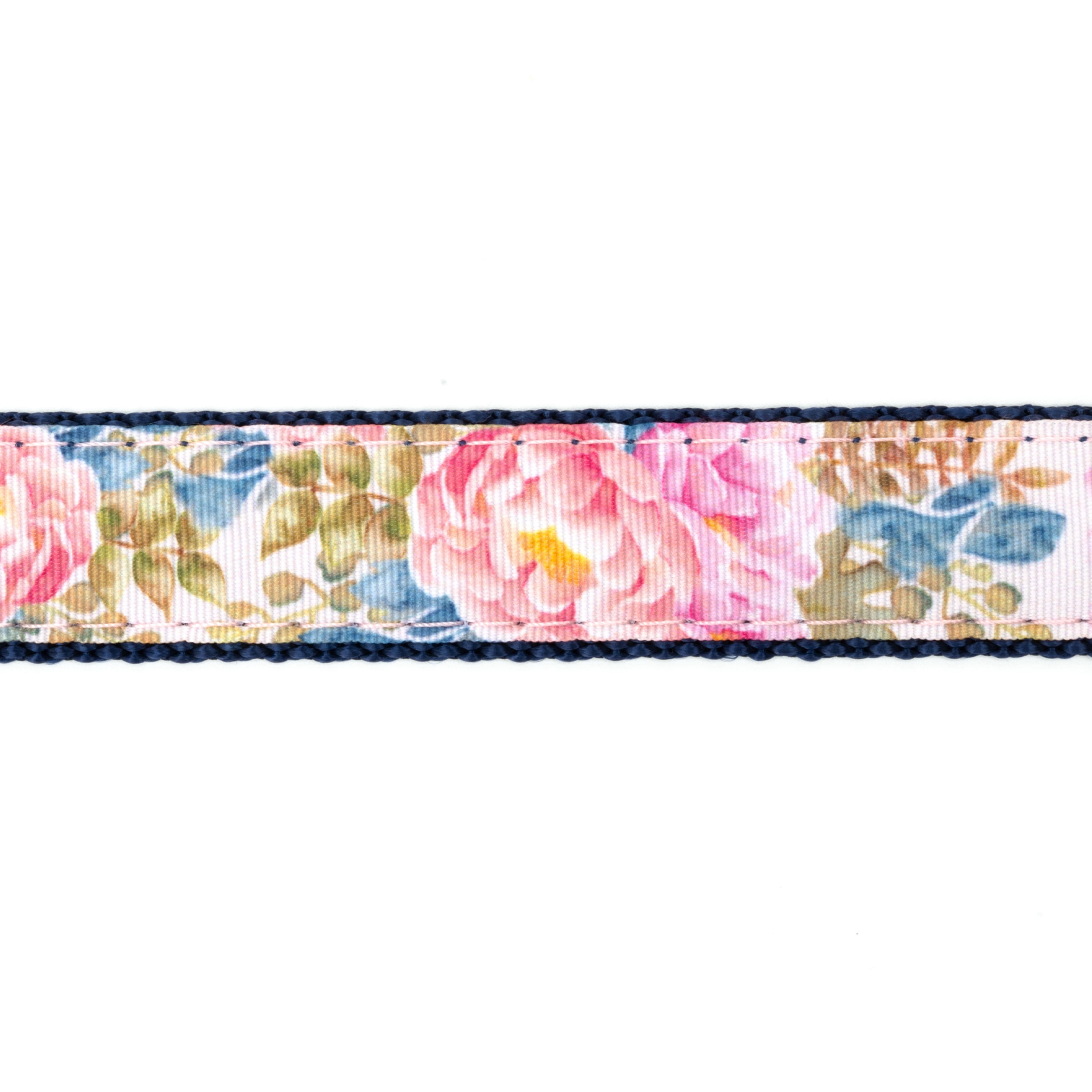 Country Brook Design® 3/4 inch Watercolor Peonies Ribbon on Navy Blue Nylon Webbing, 10 Yards
