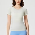 thumbnail image 3 of Uootdi Womens Tops Short Sleeve Crewneck Seamless Knit Slim Fit Stretchy Athletic Workout Gym Activewear Tees Gift, 3 of 9