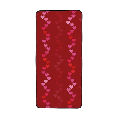 LNWH Bath Towel, Red Heart Romance Pattern Absorbent Coral Fleece Bath Towel for Bathroom, Gym, Beach-27x55in