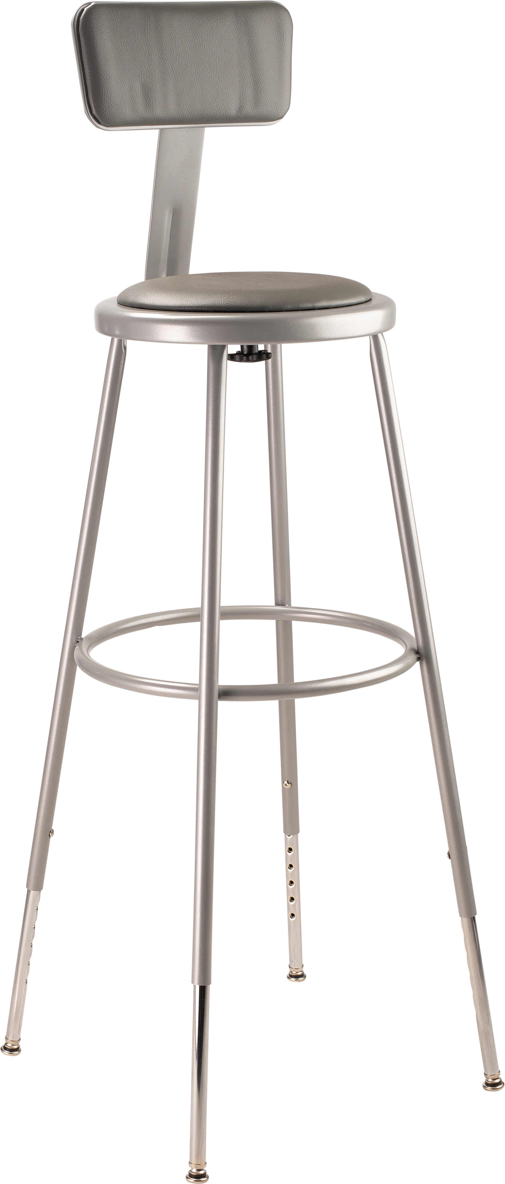 (Pack of 2) NPS 32 -39" Height Adjustable Heavy Duty Vinyl Padded Steel Stool With Backrest, Grey