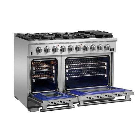 Forno Appliances - Capriasca Alta Qualita 6.58 Cu. Ft. Freestanding Double Oven Gas Range with Convection Ovens - Stainless Steel