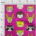 thumbnail image 2 of oneOone Cotton Jersey Fuschia Pink Fabric Cute Animal Face Pattern Sewing Craft Projects Fabric Prints By Yard 58 Inch Wide, 2 of 6