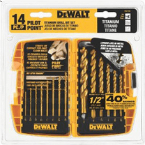 Dewalt DW1354 14PC TITANIUM PP DRILL BIT SET W/1/2