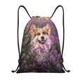 thumbnail image 1 of Lukts Dog in Lavender Flowers Pattern Drawstring Backpack Bag Sport Gym Sackpack,String Backpack Sport Bag Sack,Cinch Tote Gym Backpack-Medium, 1 of 6