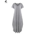 thumbnail image 3 of PULLIMORE Women’s Summer Maxi Dresses Casual Short Sleeve Split Dress with Pockets (S, Black), 3 of 9