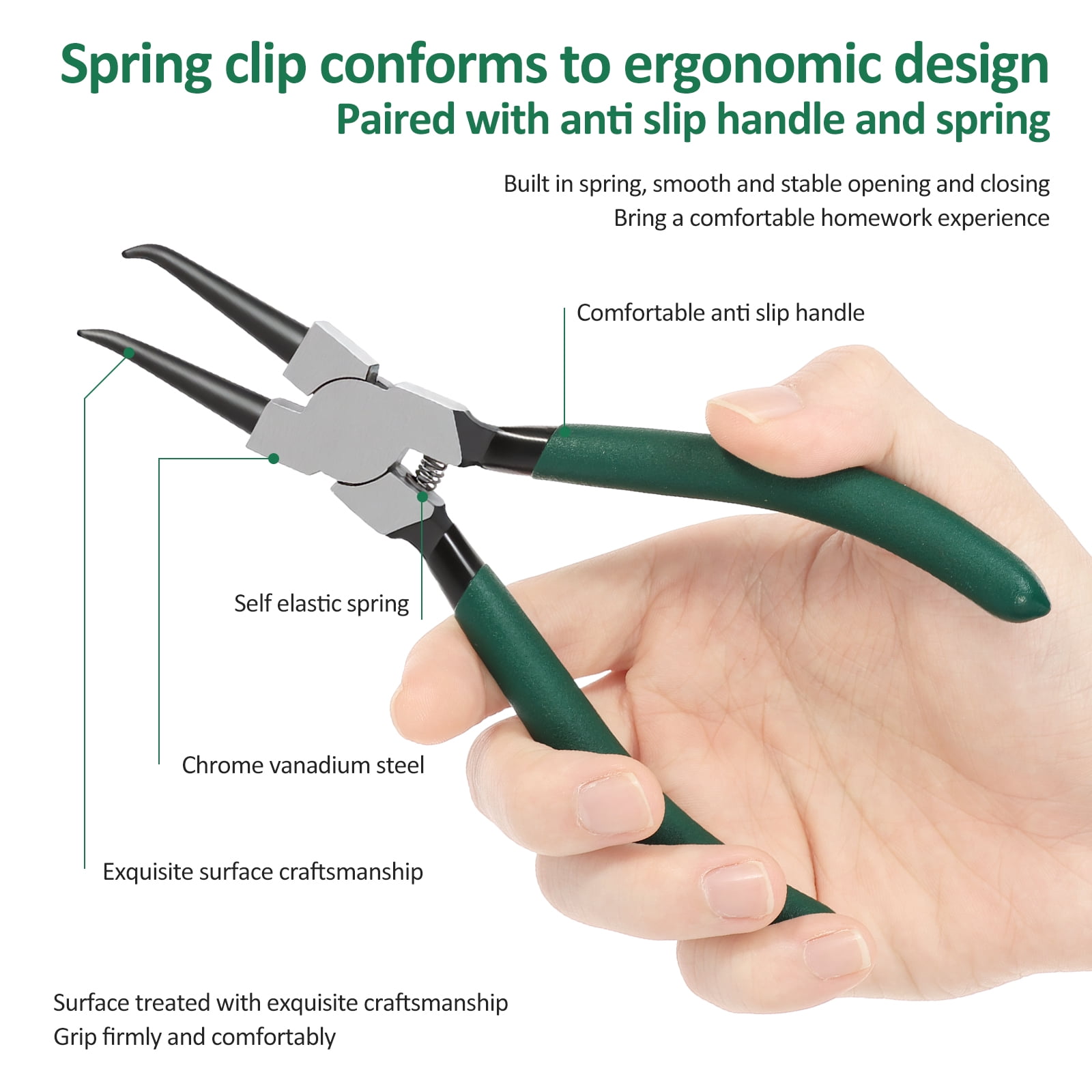 4 Pcs Snap Ring Pliers Heavy Duty Set, Circlip Pliers Kit with Straight Bent Jaw Precision Spring Loaded Pliers, 7 Inch Internal/External C Clip Pliers with Storage Pouch for DIY Repair