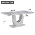 thumbnail image 2 of Modern Gray Marble Textured Dining Table - 63” Gray MDF Table for 4-6 People | Dining Room, Kitchen & Living Room Use, 2 of 17