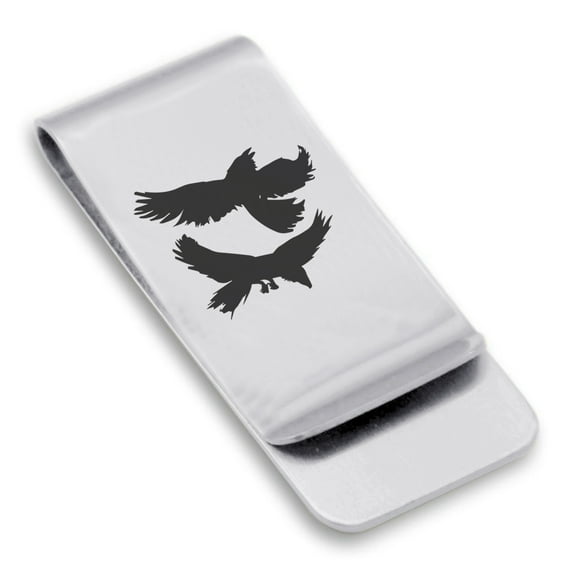 Stainless Steel Viking Odin’s Ravens Classic Slim Money Clip Credit Card Holder