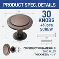 thumbnail image 2 of LifeMaster 30pcs 30/4 inch Kitchen Cabinet Knobs - Rust-Proof Oil Rubbed Bronze Finish, Modern Zinc Alloy Drawer Pulls, Strong and Stylish Handles with Screws, 2 of 9