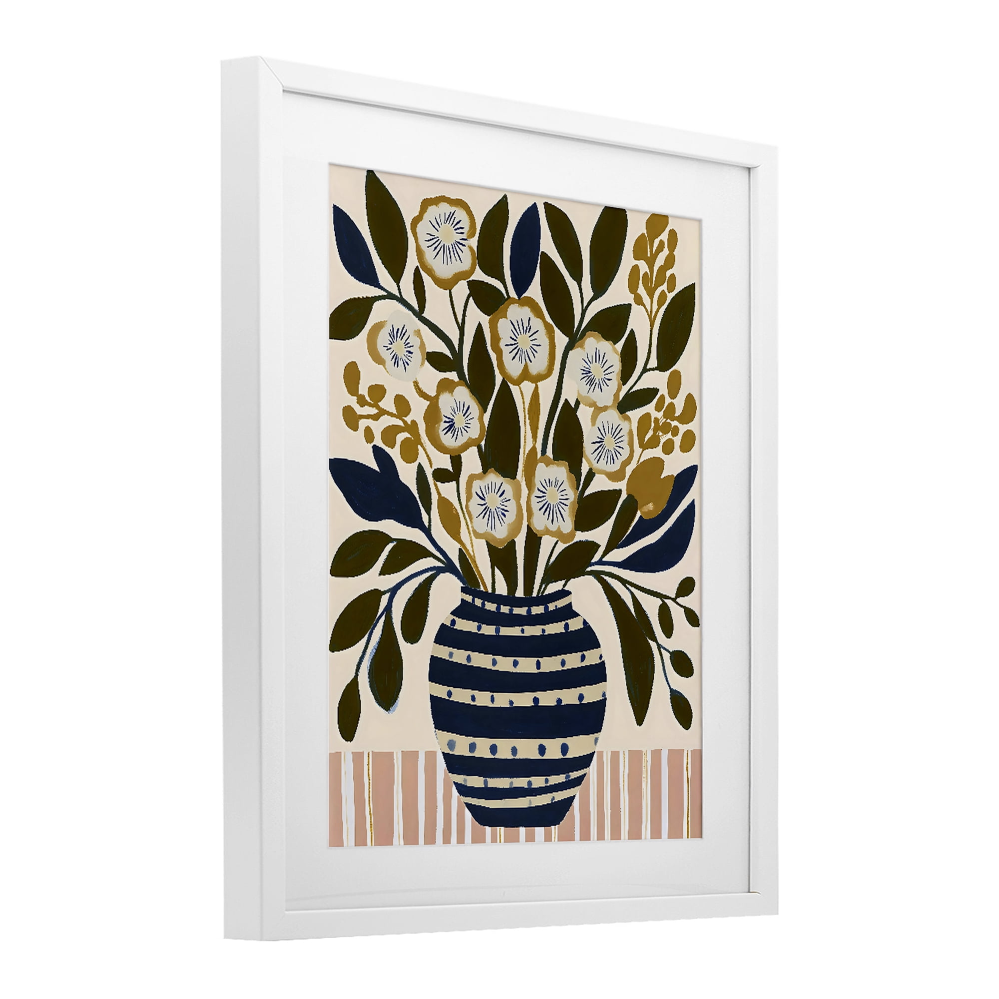 Stupell Industries Wild Bloom Boho Arrangement White Framed Print Under Glass, design by Creative Studio