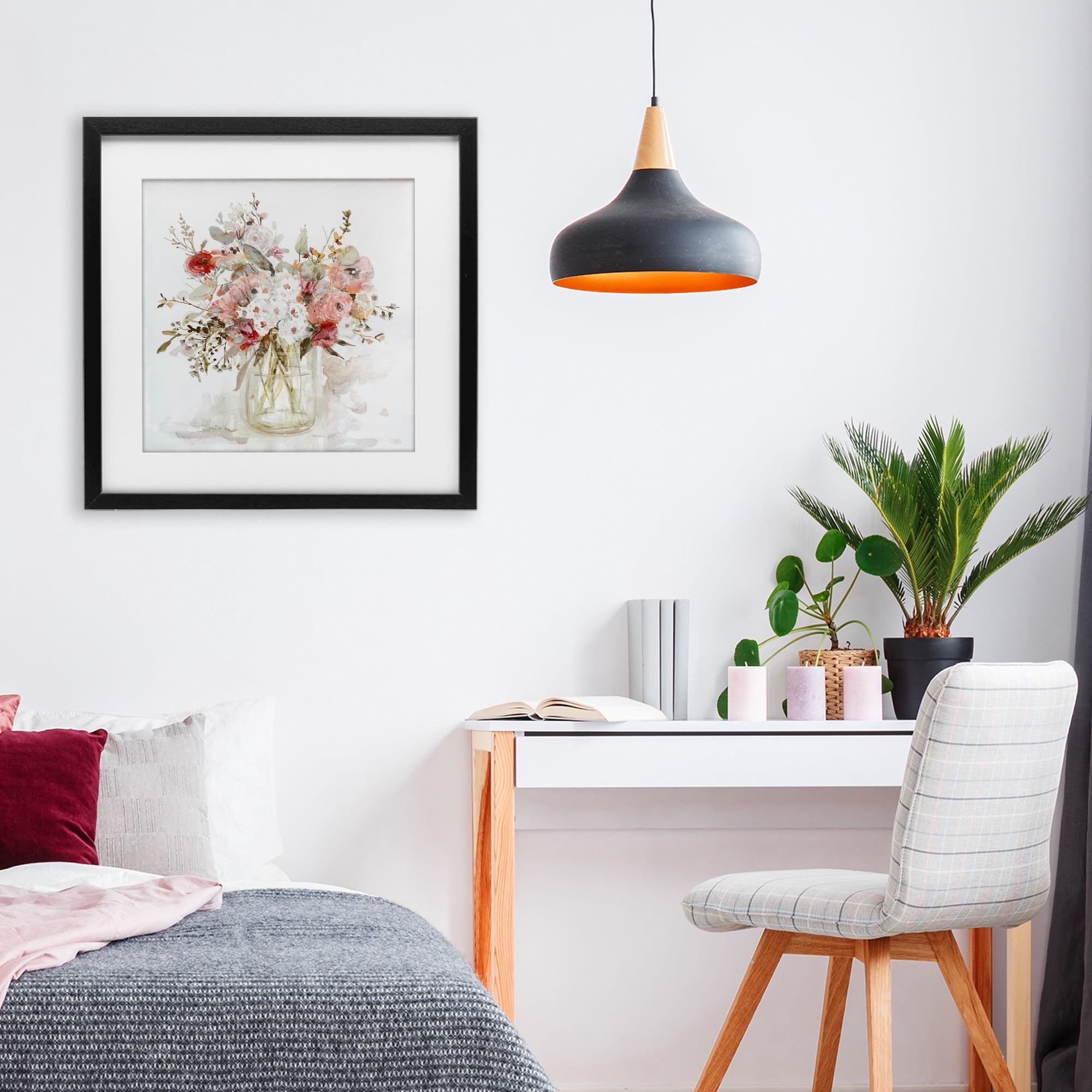 Stupell Industries Soft Blush Botanical Bouquet Black Framed Print Under Glass, design by Carol Robinson