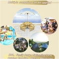 thumbnail image 6 of Round Picnic Table with 4 Built-in Benches for 8 People, Outdoor Patio Furniture Set with Umbrella Hole, Natural Wood Finish, 6 of 10