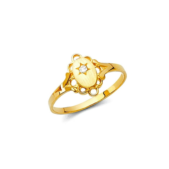 14k Yellow Gold Cubic Zirconia Ring Size 3 Ring - .9 Grams