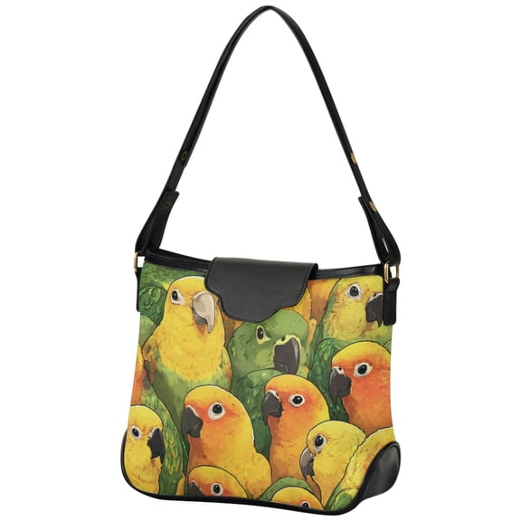 ALAZA Women Hobo Shoulder Handbag Doodle Parrot-p1 Print Tote Bag Large Capacity Purse