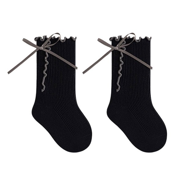 RFQWOVSR Baby Girls' Ruffle Bow Knee High Socks with Non-Slip Design