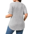 thumbnail image 5 of Fantaslook Womens Plus Size Tops Crewneck Short Sleeve Shirts Casual Loose Tunic Tops Curved Hem Summer Blouses, 5 of 7