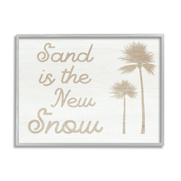 Stupell Indtries Sand is New Snow Phrase Soft Palm Trees,14 x 11,Design by Daphne Polselli
