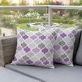 thumbnail image 4 of 2 Pack Outdoor Waterproof Throw Pillow Covers,Purple Grey Morocco Lattice Decorative Square Pillow Case Patio Pillowcases for Chair Couch Sofa 16x16in, 4 of 9