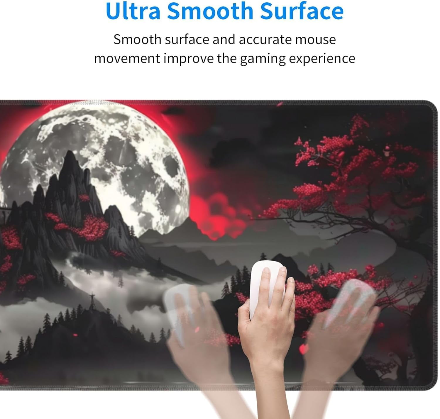 Mouse Pad, Large Japanese Desk Mat, XL Anime Gaming Keyboard Mat, Non-Slip Rubber Base, Big Extended Desk Protector for Home Office, 31.5”x11.8”