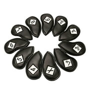 11PCS Water Leather Golf Iron Set Headcover with Embroidered black and White